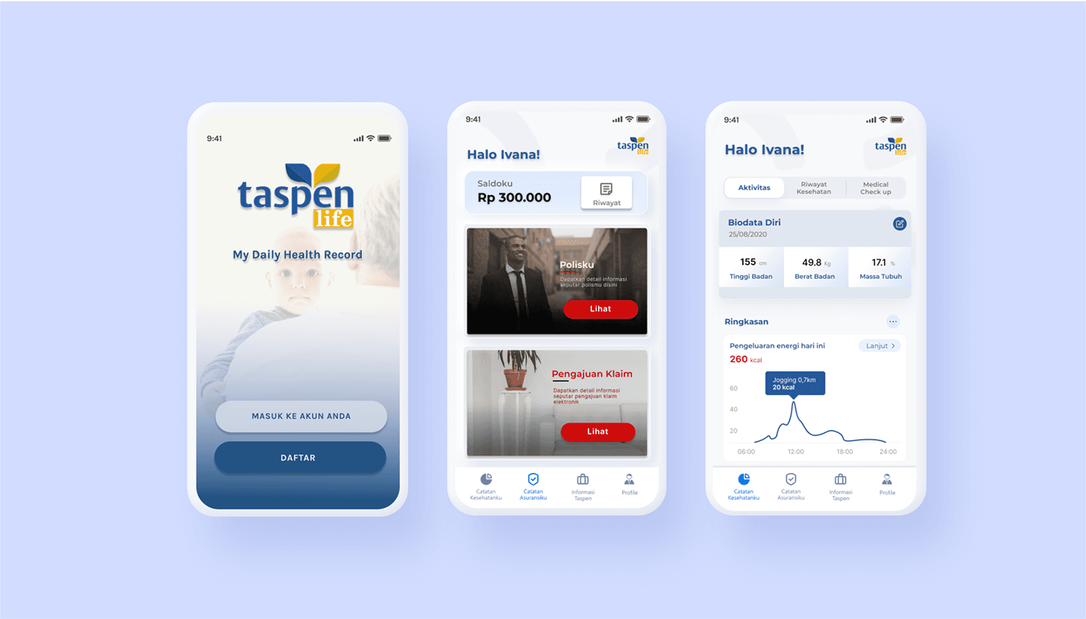 Taspen Life key screens